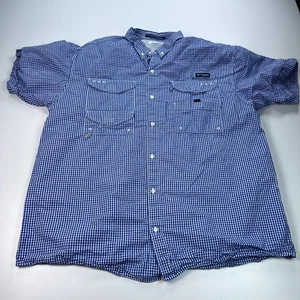 Columbia PFG Super Bonehead Button Down Shirt Mens Extra Large XL Blue Plaid - Picture 1 of 7