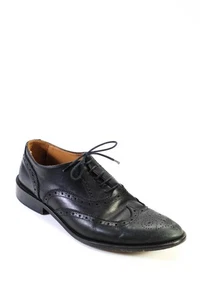 Barneys New York Mens Leather Medallion Wingtip Oxford Shoes Black Size 10.5US - Picture 1 of 5