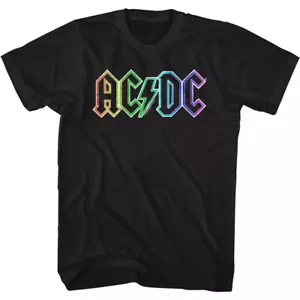 ACDC Multi Colored Band Logo Men's T Shirt Official Heavy Metal Music Merch - Picture 1 of 5