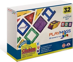 Playmags 32-teiliges buntes Fliesenset - magnetische Baufliesen für Kinder - Bild 1 von 6