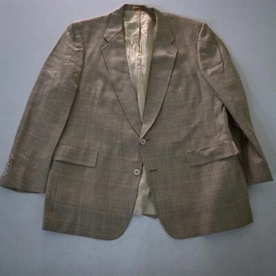 Vtg Hart Schaffner Marx 48R Gold Trumpeter Blanketweave Silk Blazer Jacket Coat - Image 1 of 4