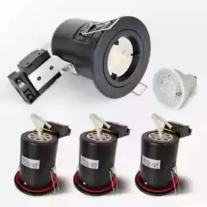 3X LED Fire Rated Downlight GU10 Fixed Spotlights IP20 Round Recessed Ceiling - Picture 1 of 3