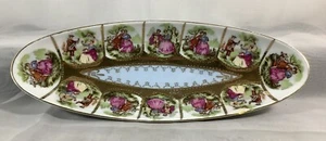 Vtg Royal Vienna Courting Couple 10” Oblong Dish Plate Gold Accents 1102 - READ - Picture 1 of 4