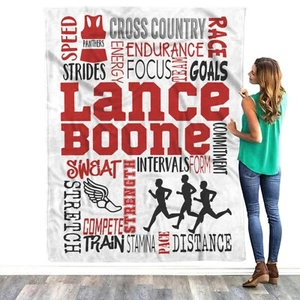 Personalized Cross Country Running Blanket, Custom Name Fleece, Sherpa Blanket - Picture 1 of 6