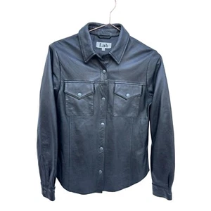 Lab Mens Lamb Skin Button Down Long Sleeve Collared Shirt Black Size 8 - Picture 1 of 8