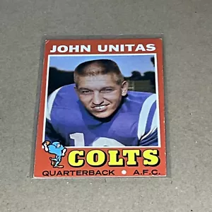 Topps Football #1 1971 John Unitas-H.O.F 1979-Baltimore Colts (pliegue corneta pequeño) - Imagen 1 de 6