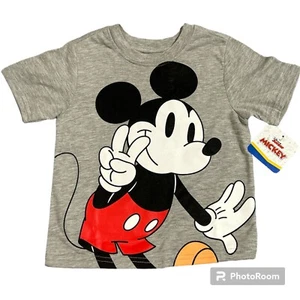 Disney Mickey Mouse Toddler T-Shirt Size 3T Gray Short Sleeve Tee - Picture 1 of 3