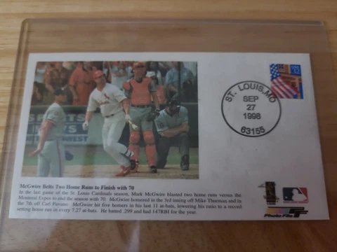 McGwire Belts 70th HR St Louis Mo Sep 27, 98 63155 Cover