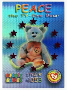 Ty Beanie Babys BBOC PEACE (Ty-Dye Bear) Magenta Wild Card S3 Serie 3 Karte - Bild 1 von 2