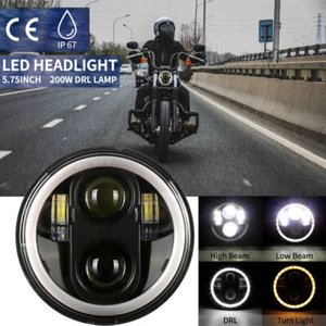 Black 5-3/4" 5.75 inch LED Projector Headlight DRL for Harley Touring Dyna - Picture 1 of 12