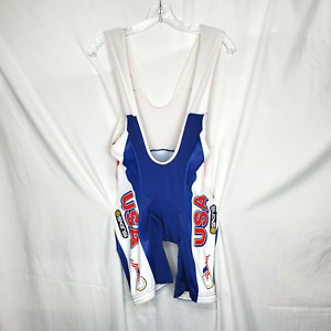 Team USA Skins Cycling Bib Shorts Womens Size Large Made in Italy Red White Blue
