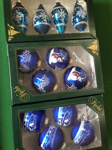 Christbaumkugeln Kugel Set - Royalblau, Eisblau - Krebs Glas Lauscha - Bild 1 von 4