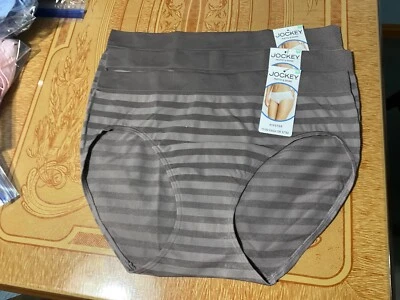 Jockey Matte and Shine Dark Taupe Hipsters -set of 3-Size 8- New with Tags - Image 1 of 2