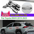 New 4Pcs Carbon Fiber Style Door Handle Cover Trim Fit For Toyota Rav4 2019-2023