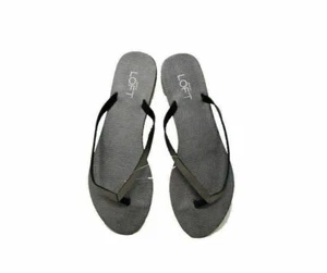 New Ann Taylor LOFT silver metallic gray women's Flip Flop sandals Sz 9M - Picture 1 of 3