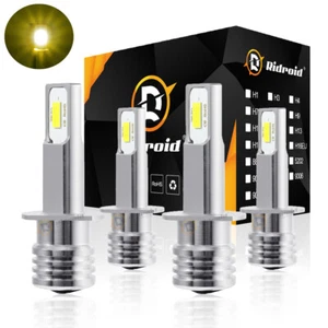 4x H1 LED Headlight Combo High Low Beam 3000K Yellow For 2002-2008 Jaguar X-Type - Picture 1 of 12