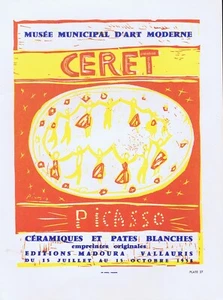 Pablo Picasso Ceramiques 1958 Vintage Poster Offset Lithograph 1964 PlateSigned - Picture 1 of 3