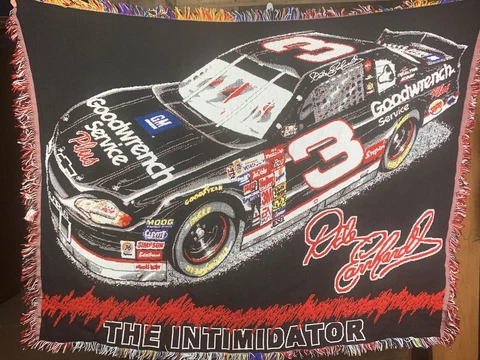 Nascar Dale Earnhardt Sr Woven Tapestry Throw Afghan Intimidator Vintage USA Cover