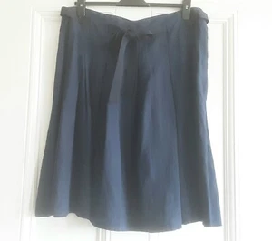L K Bennett Linen Blend Pleated Skirt UK Size 16 Navy New With Tag - Picture 1 of 12