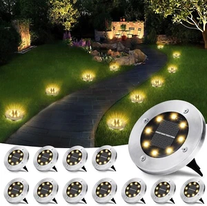 12 Pezzi Luci Solari da Giardino, LUCI A TERRA PER VIALE - Afbeelding 1 van 7