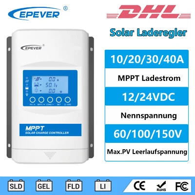 Epever MPPT 10/20/30/40A Caricatore Solare Regolatore PV 60/100/150V 12V/24VDC Auto