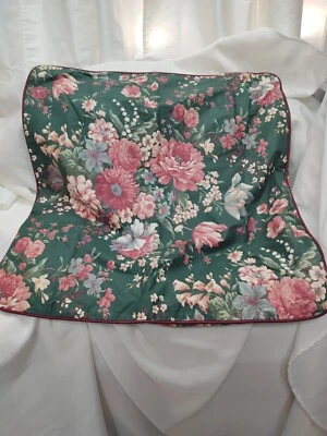 Croscill Granada Sham 26 x 26 Green Floral Burgundy Stripe Decorative  - Image 1 of 4