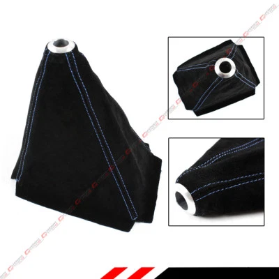 FUNDA BOTA PALANCA DE CAMBIOS MANUAL GAMUZA NEGRA CON COSTURAS AZULES PARA HONDA Foto 1 de 4