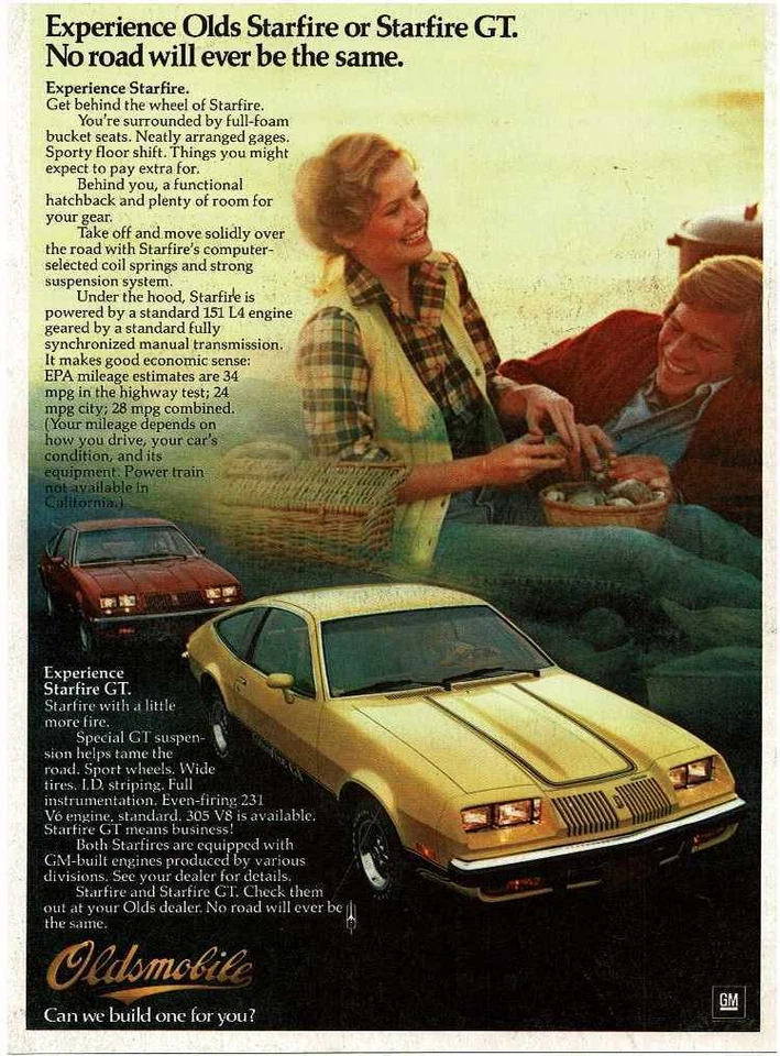 1978 OLDSMOBILE Starfire GT Yellow Vintage Print Ad - Image 1 of 1