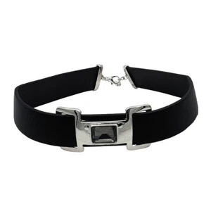Collare nero con gioiello argento girocollo regolabile 35-43 cm - ACC515 NERO - Imagen 1 de 3