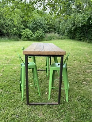 Handmade Large Pine bar table and stools - Image 1 of 4
