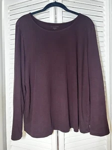 Eileen Fisher Women’s Burgundy Top Long Sleeve Quiet Luxury Organic Cotton Sz M - Picture 1 of 9