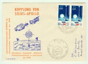 Germania DDR 1975 (17 luglio) Soyuz-Apollo Cachet Space Cover, lancio razzi - Foto 1 di 3
