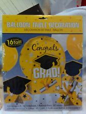 Balloon Table Decoration, Yellow & Black, Congrats Grad