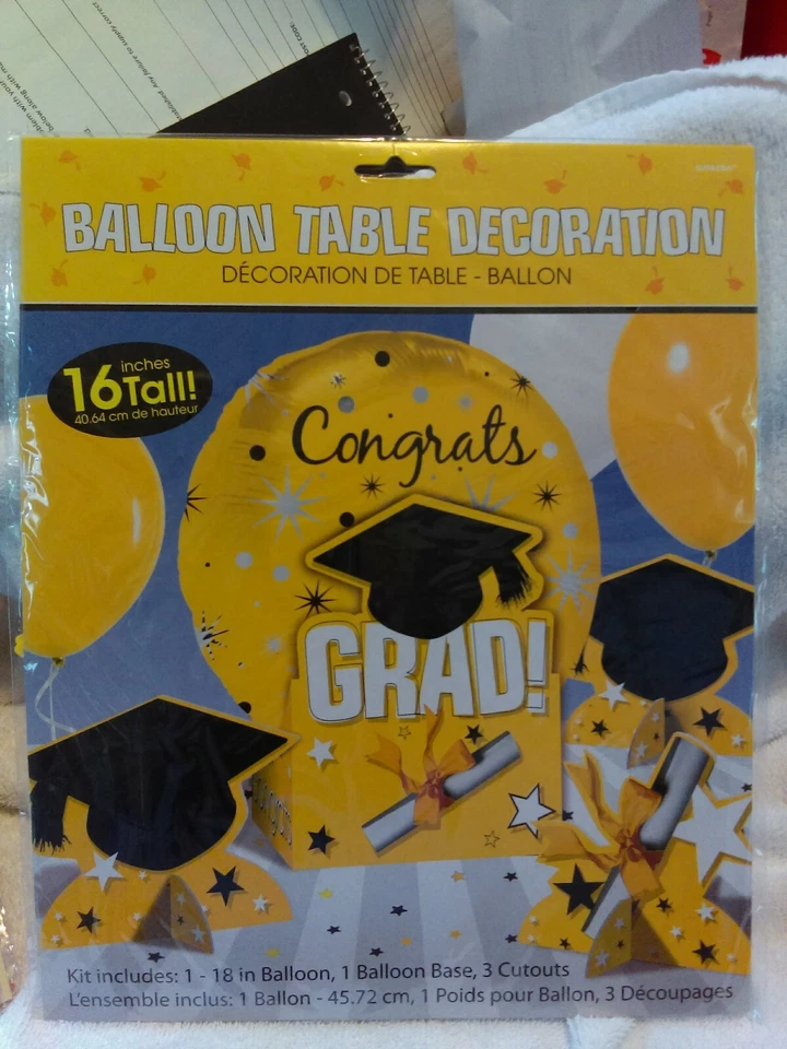 Decoración de mesa globo, amarillo y negro, grado de felicitación Foto 1 de 2