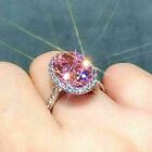 4.Ct Oval Cut Pink Sapphire & Simulated Diamond Engagement Ring 14K White Gold