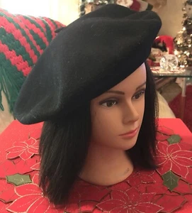 VTG BARET HAT EXPOSICION GRAN LUJO Black Wool Baret Size 56 HIGH QUALIY - Picture 1 of 9