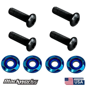 4 TITANIUM BURNT LICENSE PLATE ANTI THEFT SECURITY BOLTS WASHERS SCREWS BLACK - Picture 1 of 4