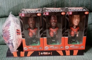NFL Cincinnati Bengals Bobbleheads & Display Chad Johnson TJ Carson (NIB) BK - Picture 1 of 7