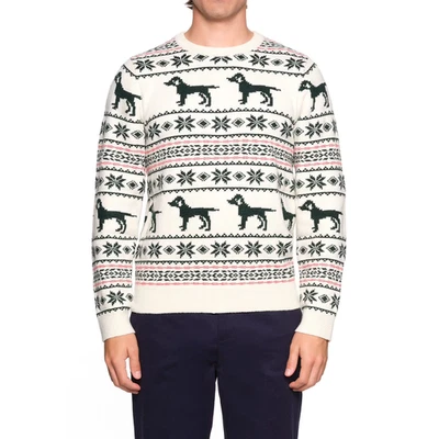 Suéter Lands' End Fair Isle para hombre talla mediana crema Foto 1 de 4