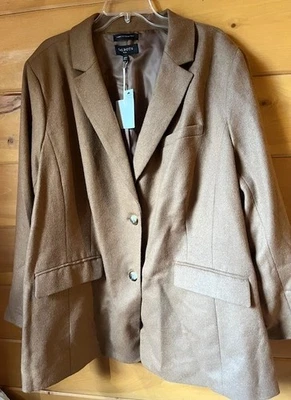 Blazer Talbots Talla Grande 24W Mezcla Lana Camel Tela 2 Botones Tejido Italia Nuevo con Etiquetas Foto 1 de 4