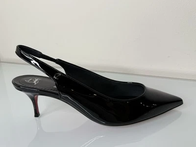 CHRISTIAN LOUBOUTIN Zapato Deportivo KATE Slingback Tacón Negro Patente 39 EU 9 EE. UU. Foto 1 de 4