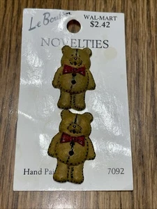 2 Le Bouton Neuheiten Vintage Handbemalte Figur Knöpfe Teddybären #7092 - Bild 1 von 3