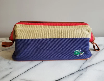Bolso de aseo vintage IZOD LACOSTE Alligator Dopp pana/sercha con cuero RARO Foto 1 de 4