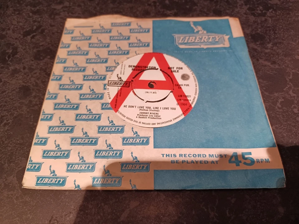 JOHNNY RIVERS HE DON'T LOVE YOU LIKE I LOVE YOU"7"Demo (1965)LIBERTY 12021 EX VI - Image 1 of 1