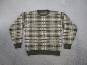 Vintage Basic Editions Plaid Checkered Knit Pullover Sweater Mens Size L Grandpa - Picture 1 of 9