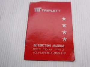 Triplett 630-NA Type 2 Volt-OHM-Milliammeter Manual 84-183D - Picture 1 of 18