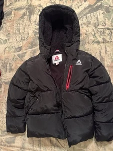Reebok Faux Fur Zip Up 10/12 Black Heavy Winter Coat Jacket Hoodie, Lightly Used - Picture 1 of 6