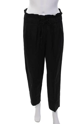 Море женщин бумажный мешок талии натяжной прямой ноги лодыжки брюки черный размер 0 - Изображение 1 из 4