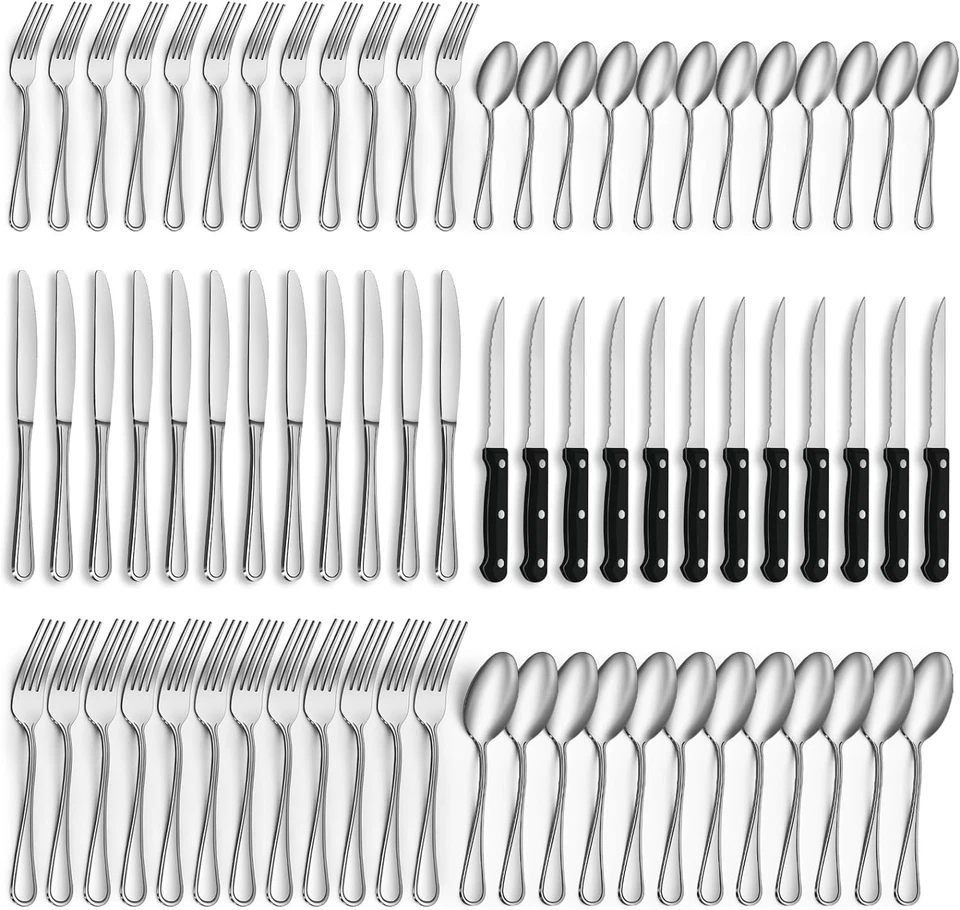 Set Posate Da 72 Pezzi, Posate Acciaio Inox per 12 Persone, Set Di Posate Fineme - Immagine 1 di 4