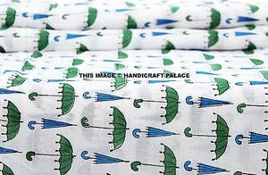 Indian Cotton Fabric 2.5 Yard Umbrella Print Dress Cloth Material Garment Care - Picture 1 of 3